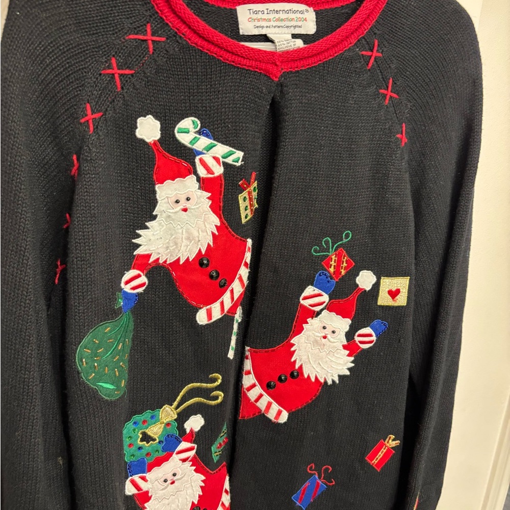 Tiara International Black Christmas Sweater